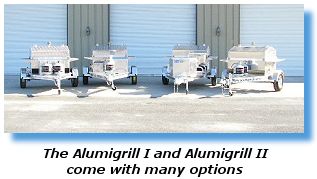 Trailer grills for barbecues